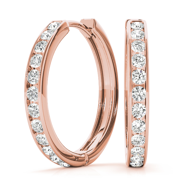 Channel Set Diamond Hoop Earrings 1/4 Carat Total Weight