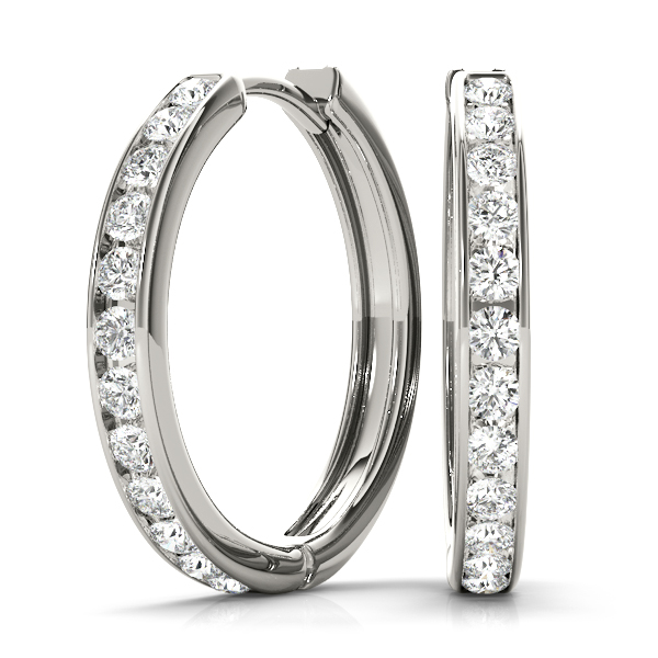 Bezel Set Diamond Hoop Earrings 0.55 Carat Total Weight