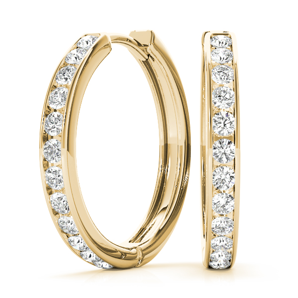 Bezel Set Diamond Hoop Earrings 0.55 Carat Total Weight