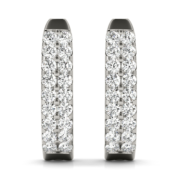 Diamond Pave Hoop Earrings 0.45 Carat Total Weight