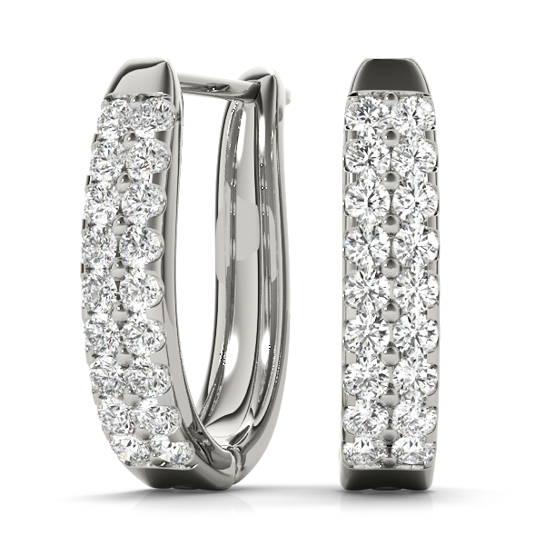 Diamond Pave Hoop Earrings 0.45 Carat Total Weight