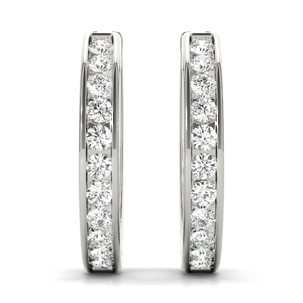 Channel Set Diamond Hoop Earrings 1/2 Carat Total Weight