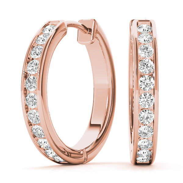 Channel Set Diamond Hoop Earrings 1/2 Carat Total Weight