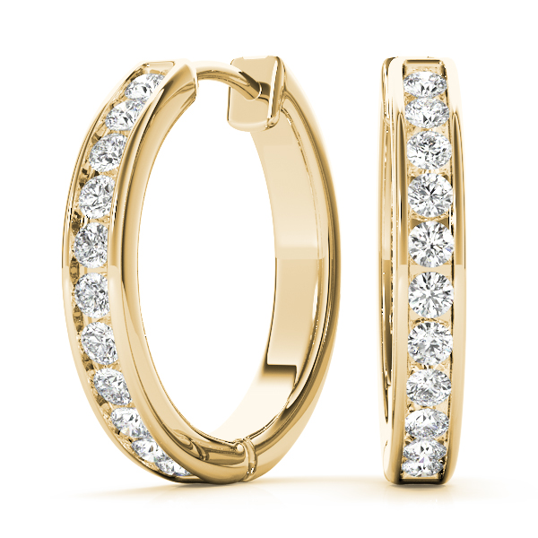 Channel Set Diamond Hoop Earrings 1/2 Carat Total Weight