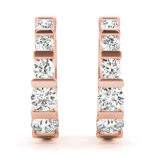 Channel Set Hoop Diamond Earrings 1/4 Carat Total Weight