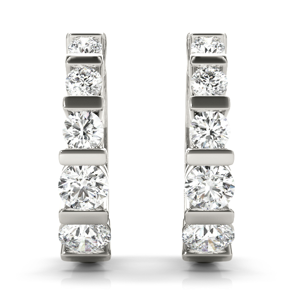 Channel Set Hoop Diamond Earrings 1/4 Carat Total Weight