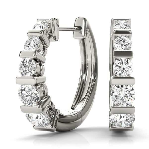 Channel Set Hoop Diamond Earrings 1/4 Carat Total Weight