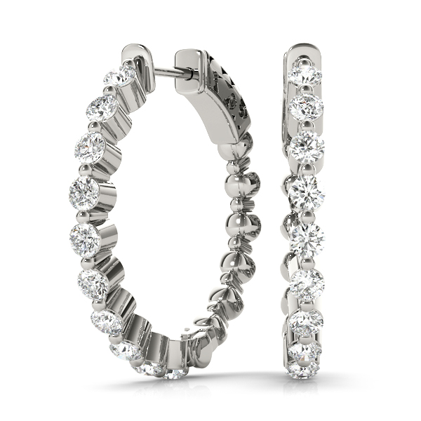 Shared Prong Diamond Hoop Earrings 1.0 Carat Total Weight