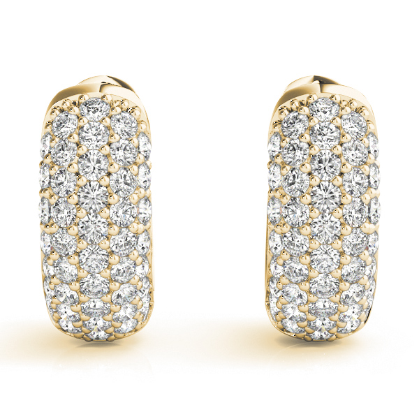 Diamond 5 Row Huggie Earrings 0.83 Carat Total Weight