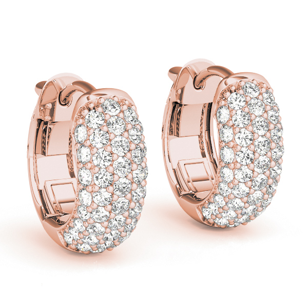 Diamond 5 Row Huggie Earrings 0.83 Carat Total Weight