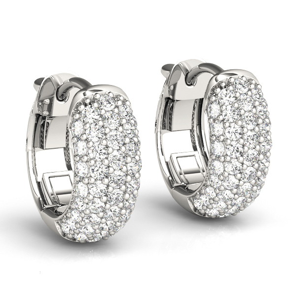 Diamond 5 Row Huggie Earrings 0.83 Carat Total Weight