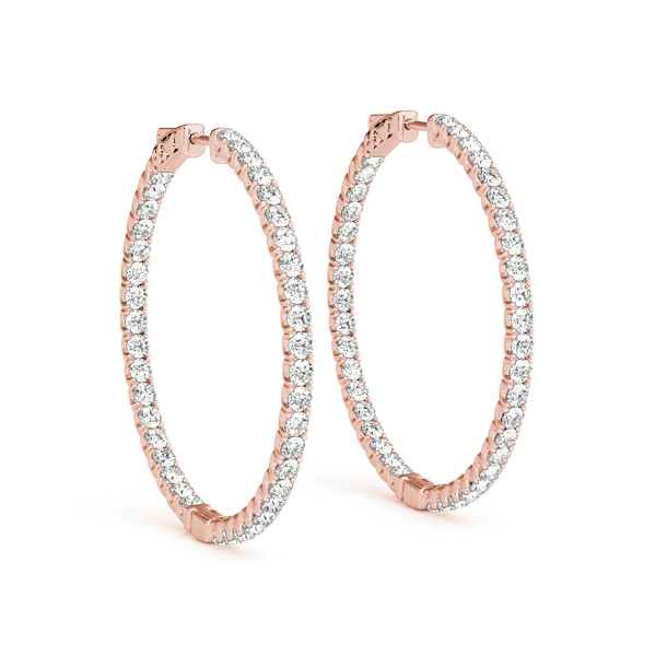 Diamond Inside/Outside Hoop Earrings 1/4 Carat Total Weight