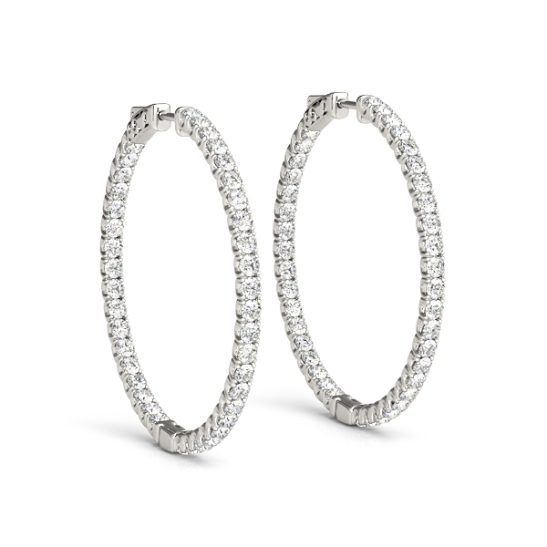 Diamond Inside/Outside Hoop Earrings 1/4 Carat Total Weight