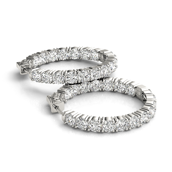 Inside Outside Diamond Hoop Earrings(22mm) 3.6 Carat Total Weight