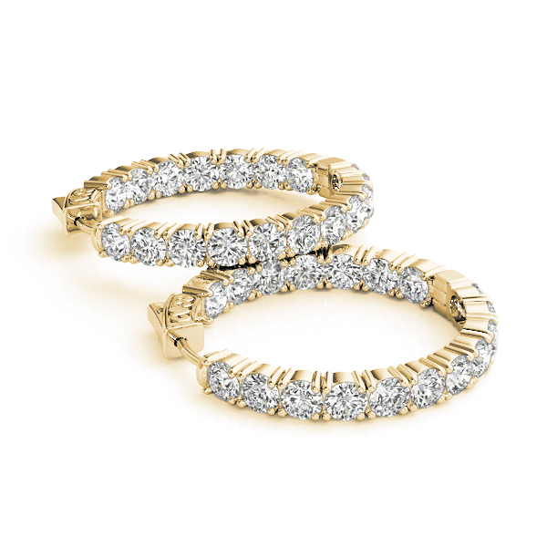 Inside Outside Diamond Hoop Earrings(22mm) 3.6 Carat Total Weight