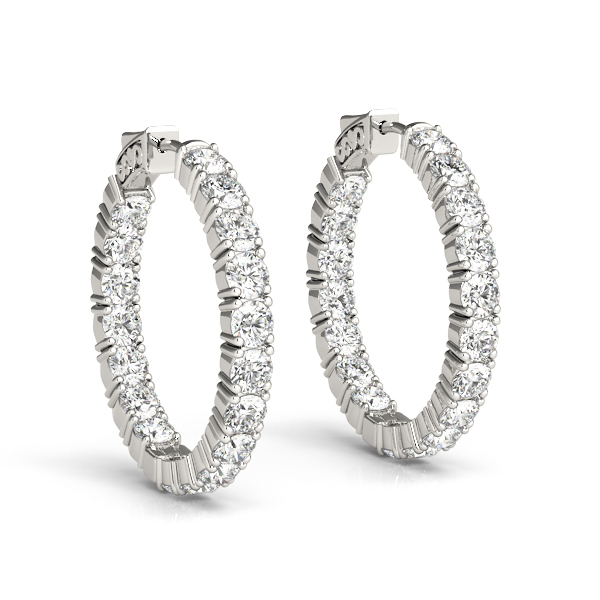 Inside Outside Diamond Hoop Earrings(22mm) 3.6 Carat Total Weight