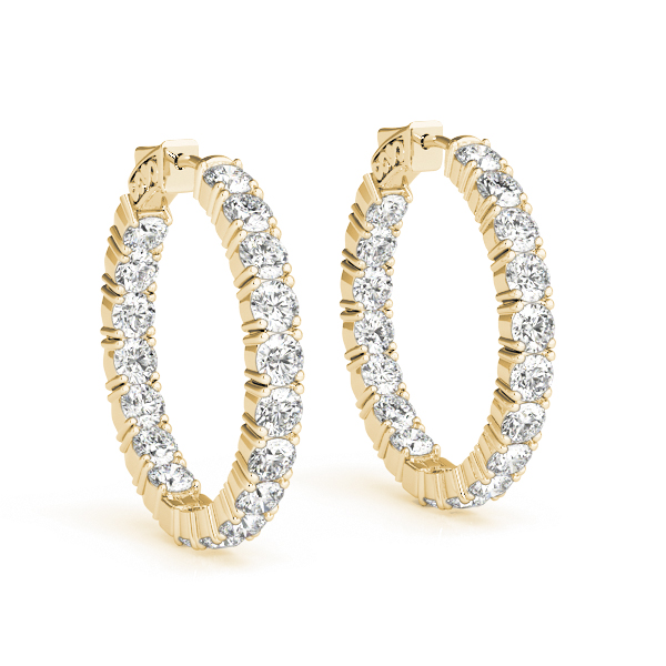 Inside Outside Diamond Hoop Earrings(22mm) 3.6 Carat Total Weight