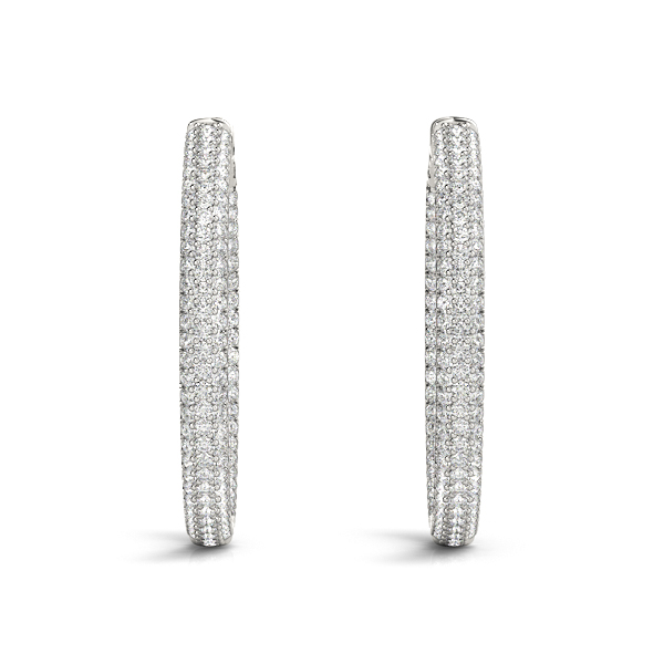 Diamond Hoop Pave Earrings 1.0 Carat Total Weight