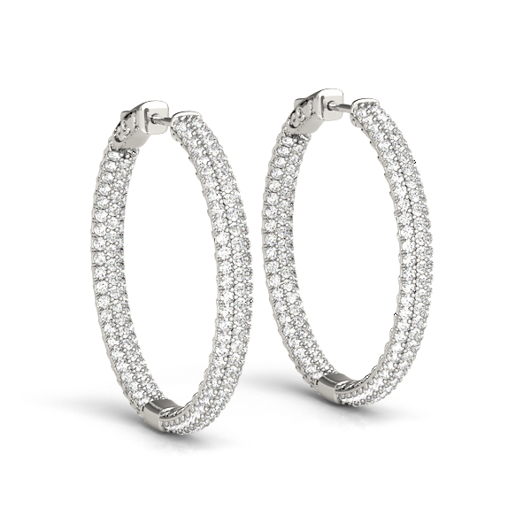 Diamond Hoop Pave Earrings 1.0 Carat Total Weight