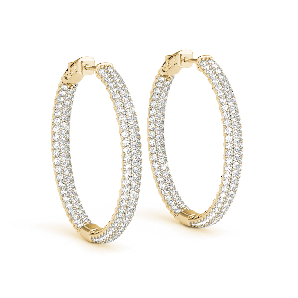 Diamond Hoop Pave Earrings 1.0 Carat Total Weight