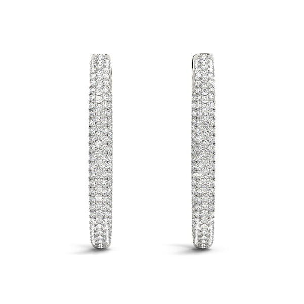 Diamond Hoop Pave Earrings 3.12 Carat Total Weight