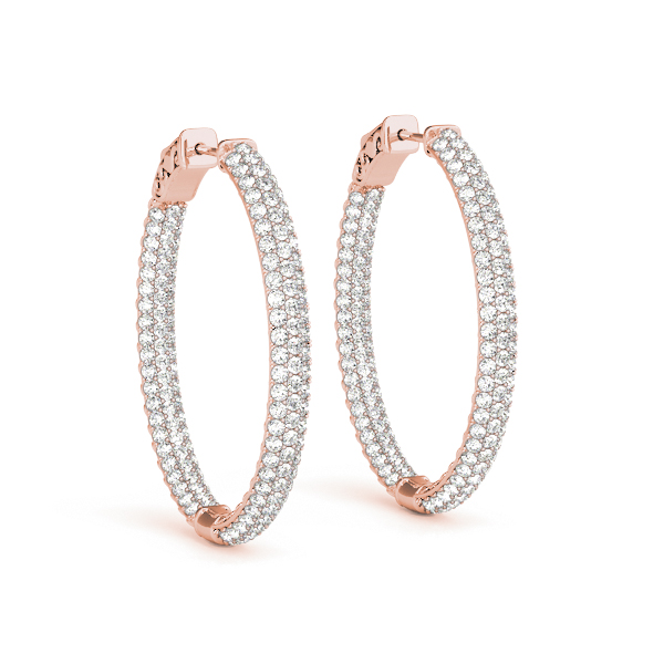 Diamond Hoop Pave Earrings 3.12 Carat Total Weight