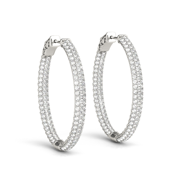 Diamond Hoop Pave Earrings 3.12 Carat Total Weight