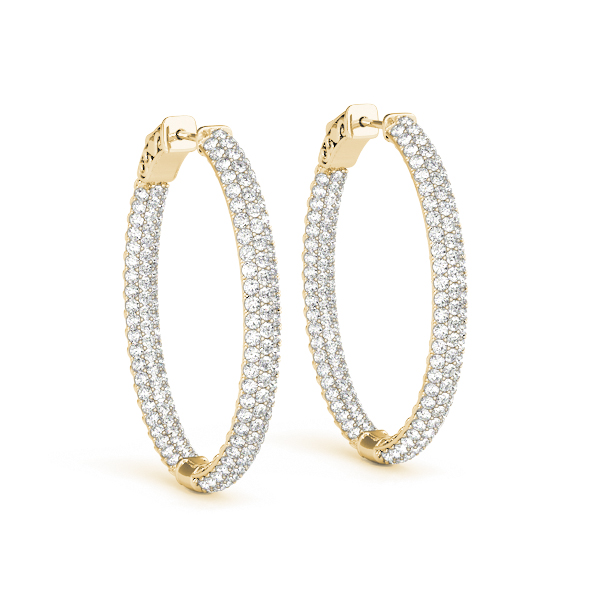 Diamond Hoop Pave Earrings 3.12 Carat Total Weight