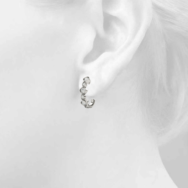 Diamond J Hoop Earrings 3/8 Carat Total Weight