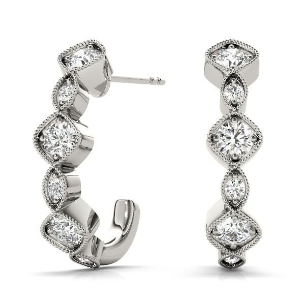 Diamond J Hoop Earrings 3/8 Carat Total Weight