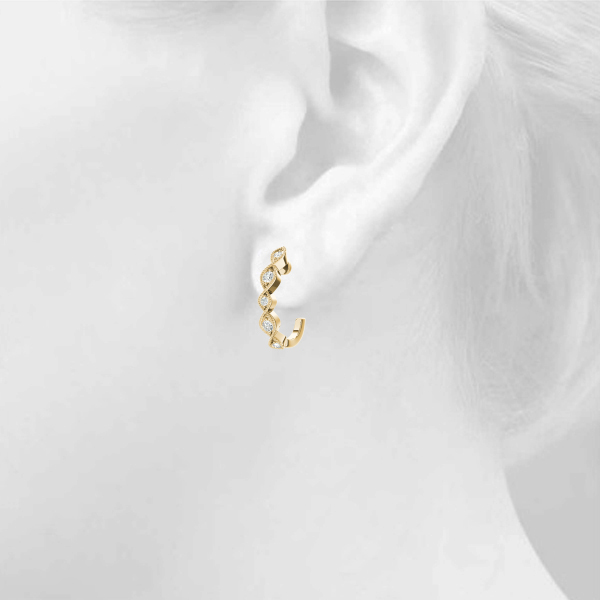 Diamond J Hoop Earings Earrings 1/5 Carat Total Weight