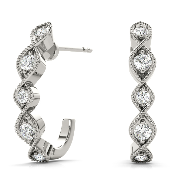 Diamond J Hoop Earings Earrings 1/5 Carat Total Weight