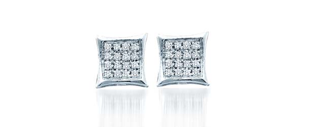 Sterling Silver Micro Pave Diamond Earrings .05 Carat Total Weight 0.05 Carat Total Weight