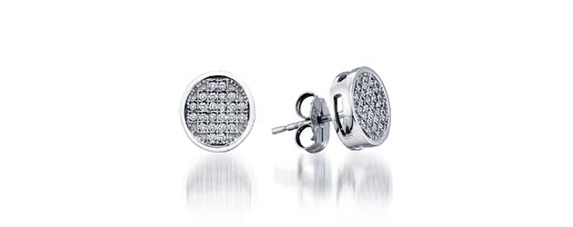 Micro Pave Diamond Earrings .15 Carat Total Weight .15 Carat Total Weight