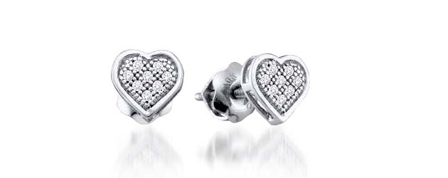 Diamond Heart Earrings<br> .05 Carat Total Weight