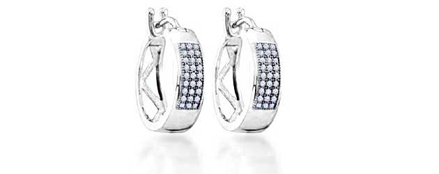 Micro Pave Hoop Diamond Earrings .16 Carat Total Weight 0.16 Carat Total Weight