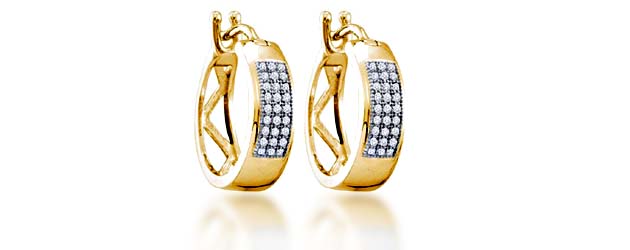 Micro Pave Hoop Diamond Earrings .16 Carat Total Weight 0.16 Carat Total Weight