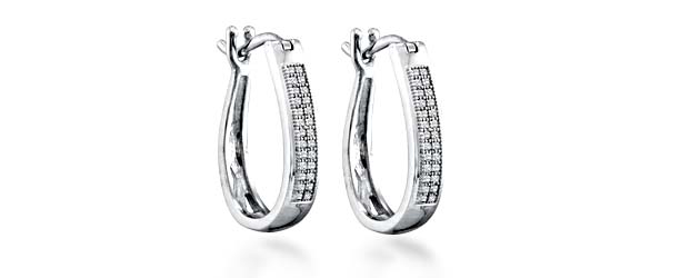 Micro Pave Hoop Diamond Earrings .15 Carat Total Weight .15 Carat Total Weight