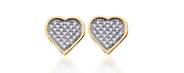 Diamond Heart Earrings .15 Carat Total Weight .15 Carat Total Weight