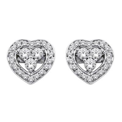 Diamond Heart Earrings .15 Carat Total Weight