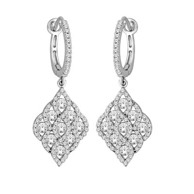 Diamond Hoop Earrings 1.9 Carat Total Weight