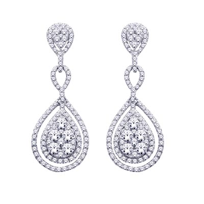 Diamond Dangle Earrings 2.41 Carat Total Weight