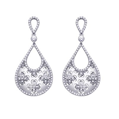 Diamond Dangle Earrings 3/4 Carat Total Weight