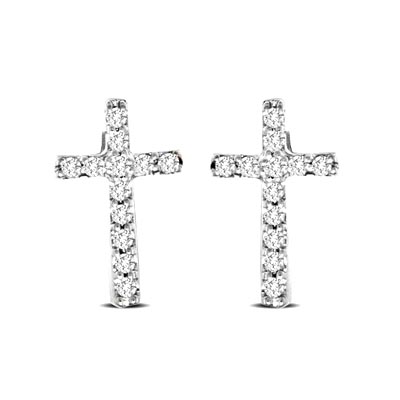 Diamond Cross Earrings 0.04 Carat Total Weight