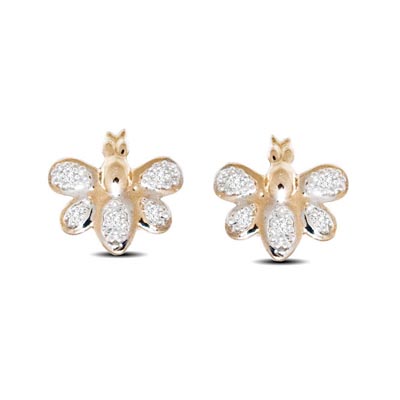 Diamond Butterfly Earrings 0.03 Carat Total Weight