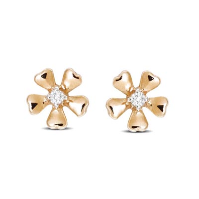 Diamond Flower Earrings 0.03 Carat Total Weight