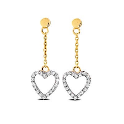 Diamond Heart Dangler Earrings 1/10 Carat Total Weight