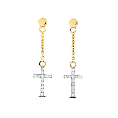 Diamond Cross Dangler Earrings 1/10 Carat Total Weight