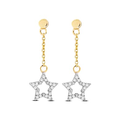 Diamond Star Dangler Earrings 1/10 Carat Total Weight