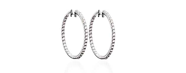 Prong Set Inside/Outside Diamond Hoop Earrings 1/2 Carat Total Weight